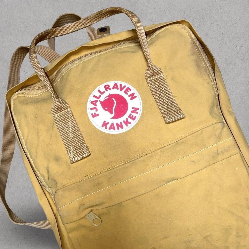 Fjallraven Kanken Classic Backpack Yellow School Travel Bag Sweden Used/Worn